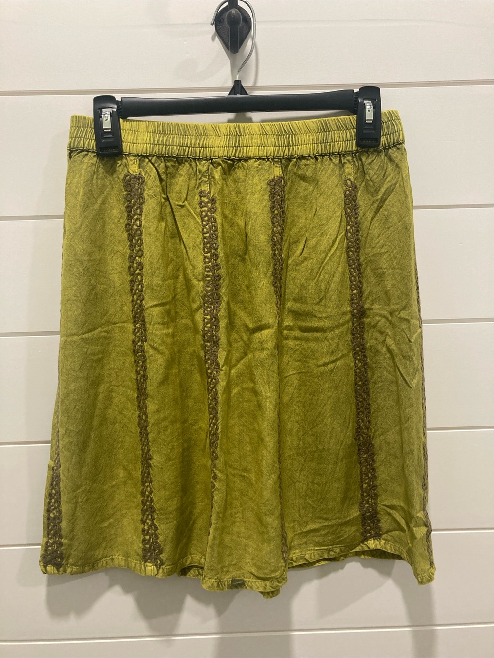 Sacred Threads Vintage Chartreuse A-Line Midi Skirt OSFM EUC Y2K Boho Fairy